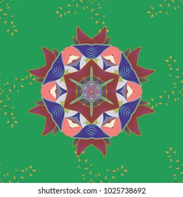 Vector abstract pattern page for antistress. Vector illustration. On green, brown and violet colors.