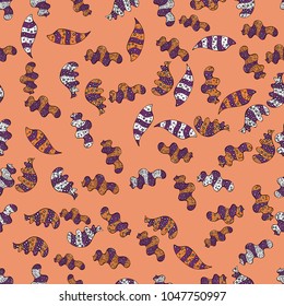 Vector abstract pattern page for antistress. Can be used for cards, invitations, save the date cards and many more. Vector illustration. On black, purple and orange colors.