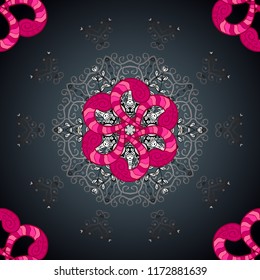 Vector abstract pattern page for antistress. Vector illustration. On gray, blue and magenta colors.