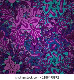 Vector abstract pattern page for antistress. On purple, blue and violet colors. Can be used for cards, invitations, save the date cards and many more. Vector illustration.