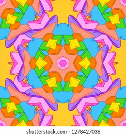 Vector abstract pattern page for antistress. Can be used for cards, invitations, save the date cards and many more. Vector illustration. On orange, yellow and blue colors.