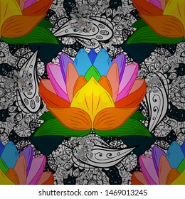 Vector abstract pattern page for antistress. Vector illustration. On black, orange and white colors.
