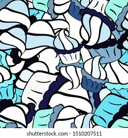 Vector abstract pattern page for antistress. Can be used for cards, invitations, save the date cards and many more. Vector illustration. On black, white and blue colors.