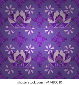 Vector abstract pattern page for antistress. Vector illustration. On violet, neutral and purple colors.