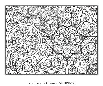 Vector abstract pattern page for antistress coloring