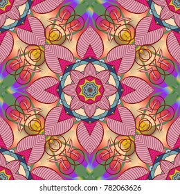 Vector abstract pattern page for antistress. Vector illustration. On neutral, red and beige colors.