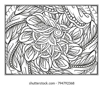 Vector abstract pattern page for antistress coloring