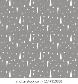Vector abstract pattern with white tree square and triangle on gray background