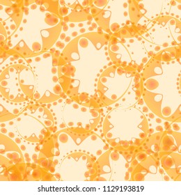 Vector abstract peach seamless pattern of gears and flowers. For the design of fabrics and paper in a natural style.
