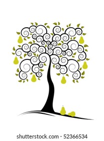 vector abstract pear tree on white background