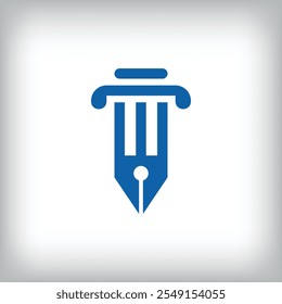 Logotipo abstracto de la pluma del Vector con la columna. Se puede utilizar como icono de aplicación e identidad corporativa de la empresa.