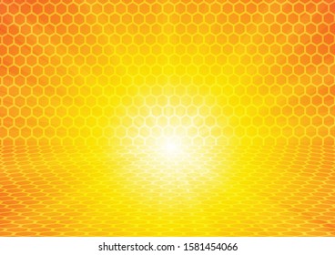 Vector : Abstract pentagons on yellow background