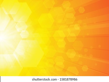 Vector : Abstract pentagons on yellow background