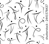 Vector abstract people bodies silhouette seamless pattern. Black and white dancer, movement, exercise, action illustration. Sport human line design concept, background