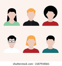 Vector abstract people icons. Set of various men and women avatars.