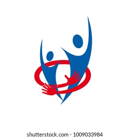 Vector abstract people, safe  a couple; embrace a family