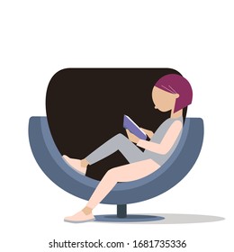 Vector abstract person reading on a chair. 