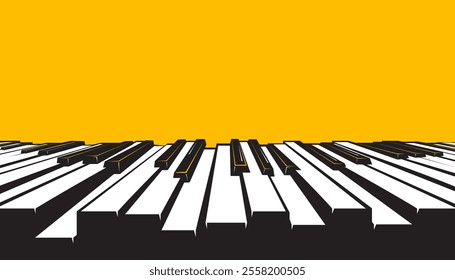 Vector of abstract piano keys over yellow background. Classical music instruments
