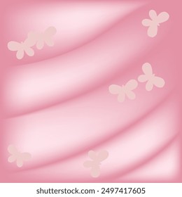 Vector de fondo rosa abstracto con cortinas y mariposa