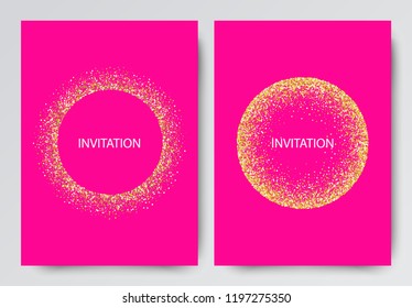 Vector abstract pink background with gold sequins. The layout of the invitation, holiday flyers.