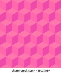 Vector abstract pink background. Necker Cube seamless pattern. Geometric texture. Modern fond. 