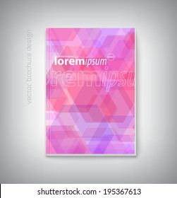 Vector abstract pink brochure cover design with geometric hexagonal background