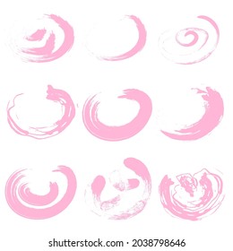 trazos de pincel rosa abstracto vectorial. trazos de pincel redondo dibujados a mano para diseño web

