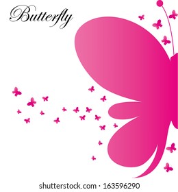 Vector Abstract Pink Butterflies Background
