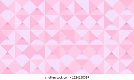 Vector Abstract pink color triangular low poly backdrop, mosaic pattern background.