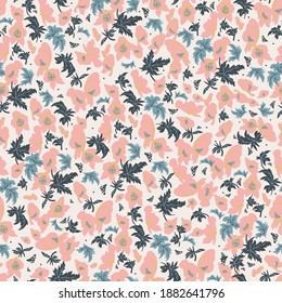 Vector abstract pink flower motif seamless repeat pattern