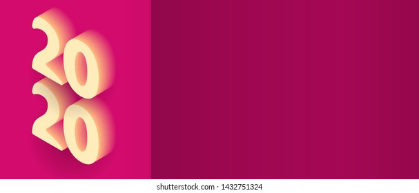 Vector abstract pink flyer with 3d isometric number 2020 new year booklet