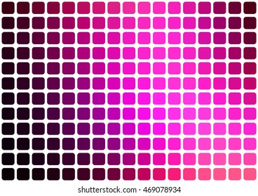 Vector abstract pink mosaic background with rounded square tiles over white, horizontal format.