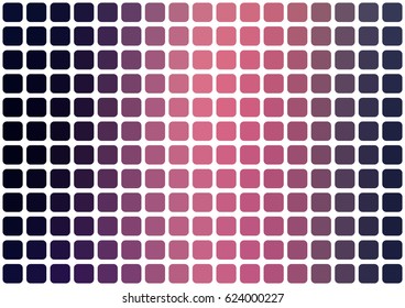 Vector abstract pink mosaic background with rounded square tiles over white, horizontal format.