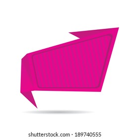 vector abstract pink paper oragimi banner or speech bubble on white background