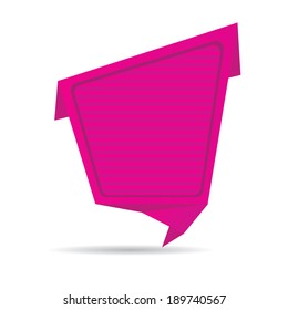 vector abstract pink paper oragimi banner or speech bubble on white background