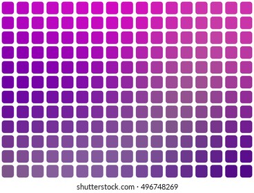 Vector abstract pink and purple mosaic background with rounded square tiles over white, horizontal format.