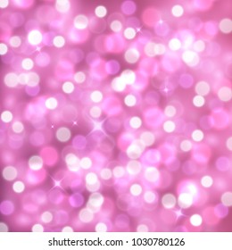 Vector abstract pink sparkling background with blurred lights