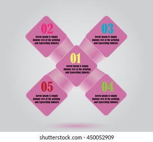 Vector abstract pink squares background business infographic