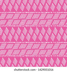 Vector abstract pink and white tribal stripes seamless pattern background