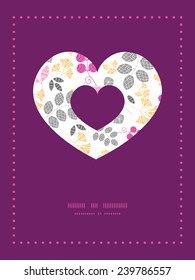 Vector abstract pink, yellow and gray leaves heart symbol frame pattern invitation greeting card template