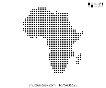 Mapa negro de píxel abstracto vectorial de África. Organizado en capas para una edición sencilla.
