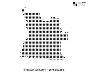 Vector abstract pixel black of Angola map. Organized in layers for easy editing.