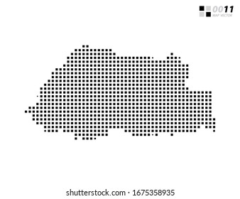 Vector abstract pixel black of Bhutan map. Organized in layers for easy editing.