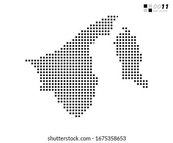 Vector abstract pixel black of Brunei map. Organized in layers for easy editing.