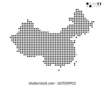 Vector Abstract Pixel Black Of China Map. Organized In Layers For Easy Editing.