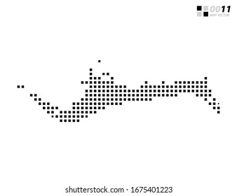 Vektorillustration abstraktes Pixel Schwarz von Grand Bahama Karte. Organisiert in Schichten für einfache Bearbeitung.