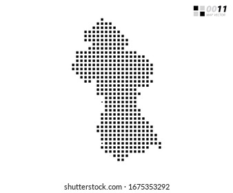 Mapa abstracto del píxel negro vectorial de Guyana. Organizado en capas para una edición sencilla.