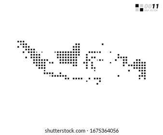 Negro de píxel abstracto vectorial del mapa de Indonesia. Organizado en capas para una edición sencilla.