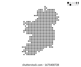 Mapa negro de píxel abstracto vectorial de Irlanda. Organizado en capas para una edición sencilla.