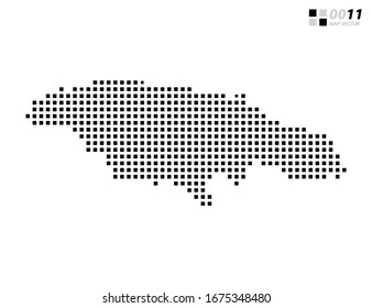 Negro de píxel abstracto vectorial del mapa de Jamaica. Organizado en capas para una edición sencilla.
